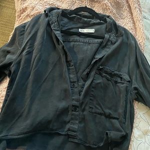 zara flowy button down blouse